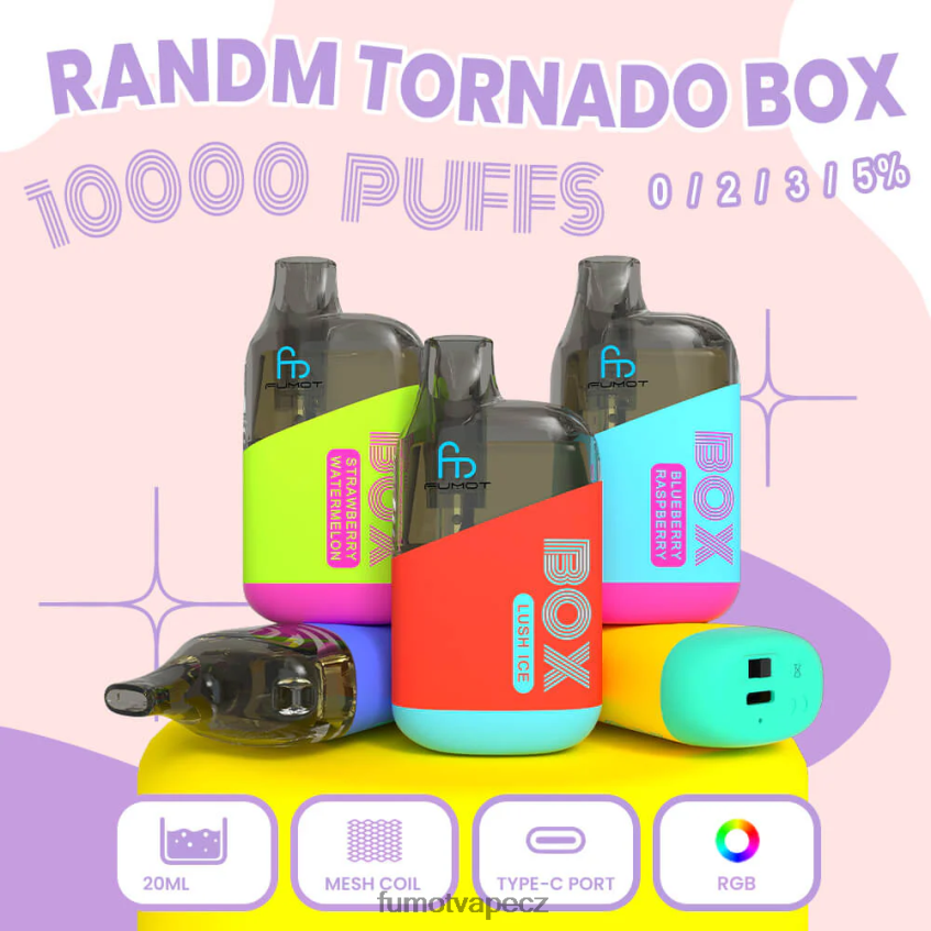 Fumot Tornado 10000 jednorázová krabička na vape pod - 20 ml (1 kus) banánový led B4FVLH358 Fumot Store