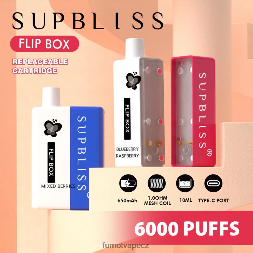 Fumot Supbliss Flip box 6000 vyměnitelná vape sada - 10ml (1 kus) banánový koktejl B4FVLH330 Fumot Vape Nicotine