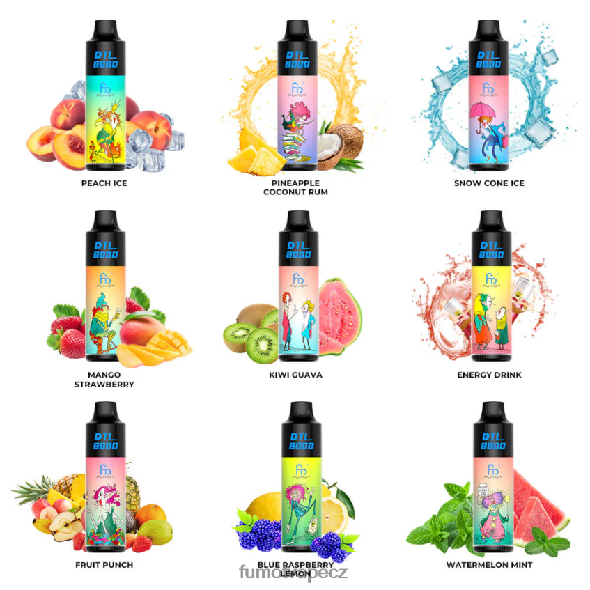 Fumot DTL 8000 jednorázové vape pero - 16 ml (1 kus) ananasový kokosový rum B4FVLH423 Fumot Vape Online Shop