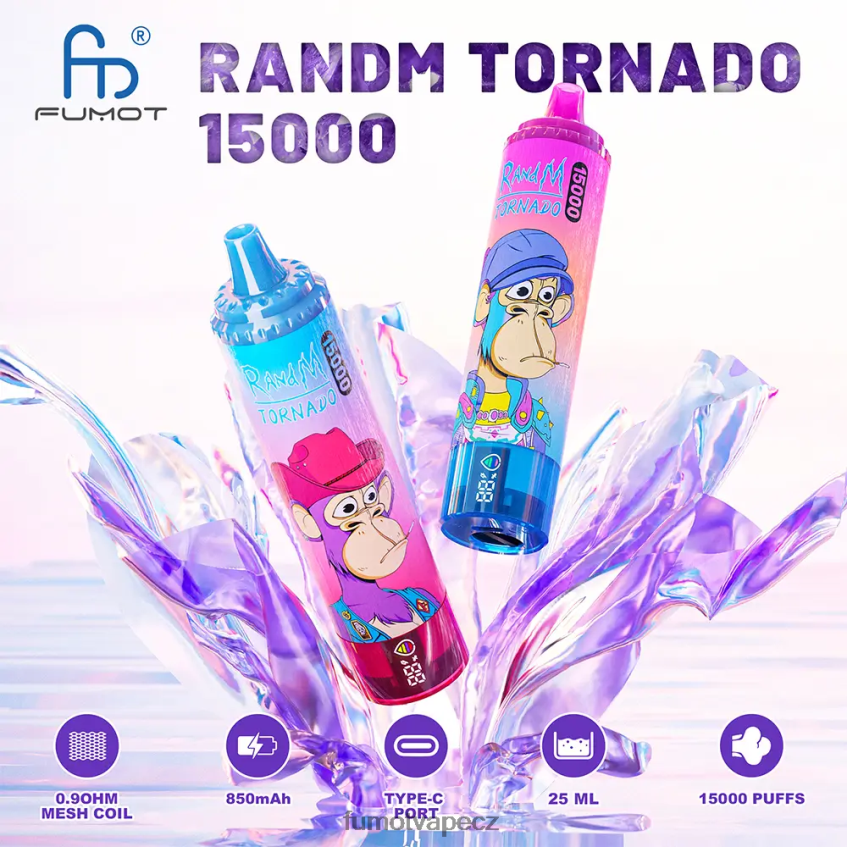 Fumot Tornado 15000 jednorázová vanička - 25ml (1 kus) broskvové borůvkové cukroví B4FVLH178 Fumot Store