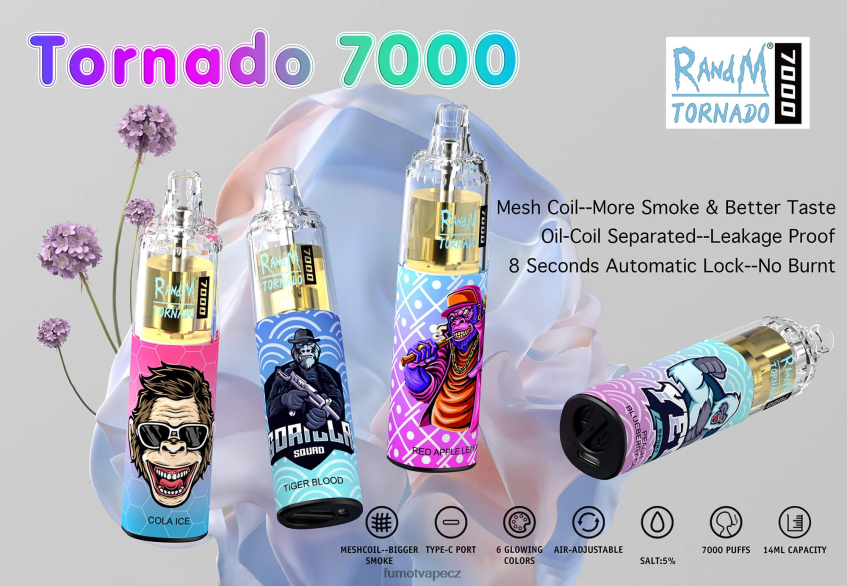 Fumot Tornado 7000 jednorázové vape pero - 14 ml (1 kus) Dr. modrý B4FVLH75 Fumot Flavors