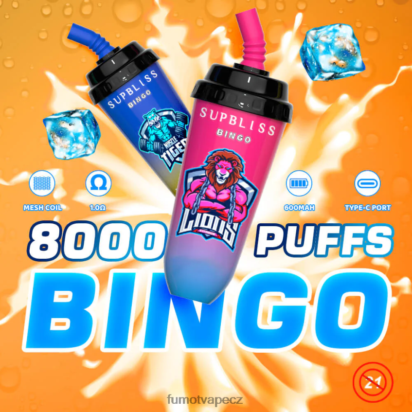 Fumot Supbliss Bingo 16ml 8000 jednorázové vape pod zařízení (1 kus) Jahodová zmrzlina B4FVLH408 Fumot Store